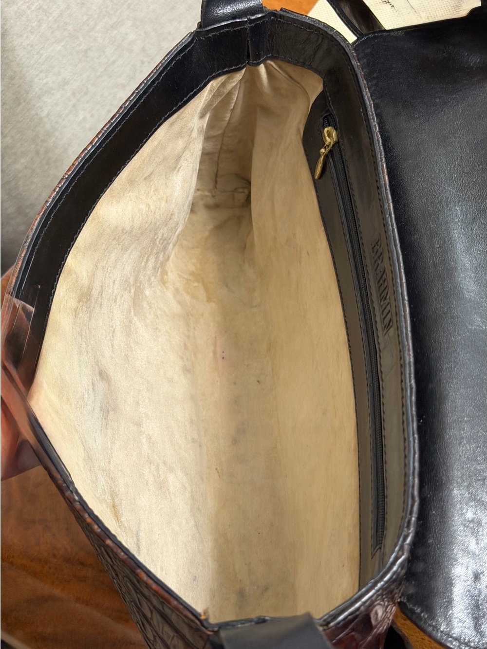 Vintage Brahmin Brown Croc Embossed Leather Shoulder Bag + Wallet - Picture 8 of 9